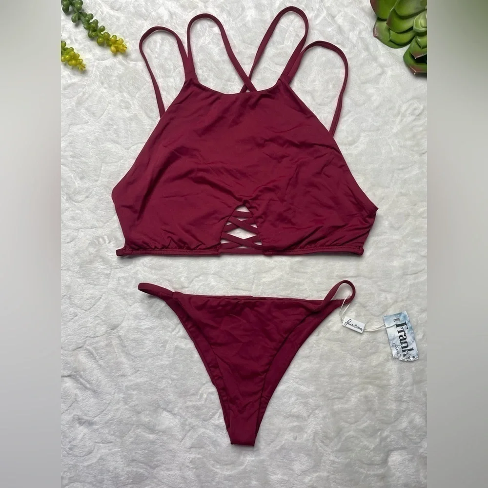 Frankies Bikinis x Revolve New Marley Bikini Top & Shiloh Bikini Bottom Maroon